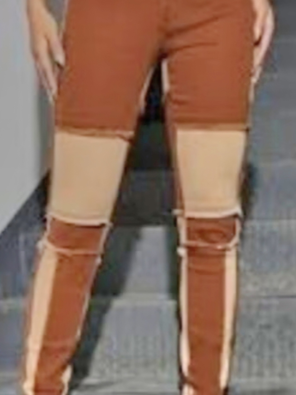 SHEIN Two-Tone Rust and Cream Skinny Jeans